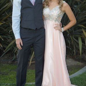 champagne pink prom dress